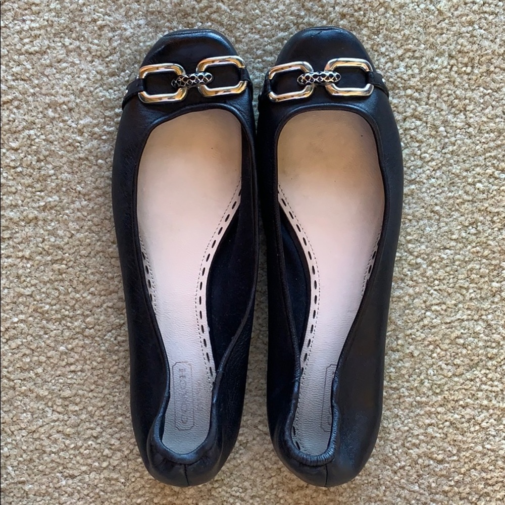 Coach Black Leather Ballet Flats
